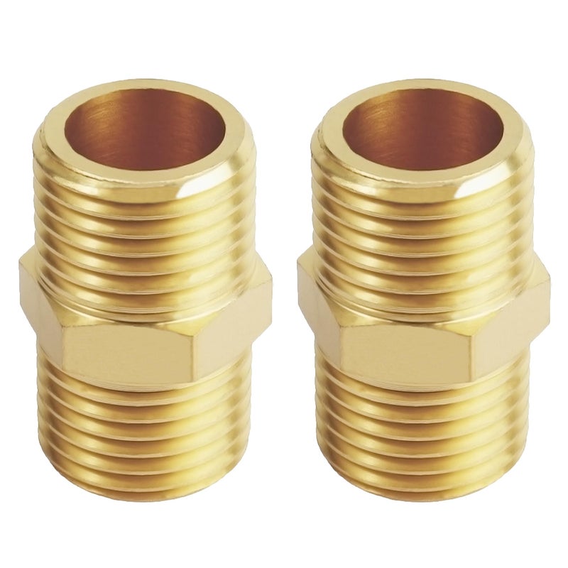 YOUHO 2-Pack 1/2" NPT Male Thread Brass Pipe Nipple Adapter Fittings - Image 1
